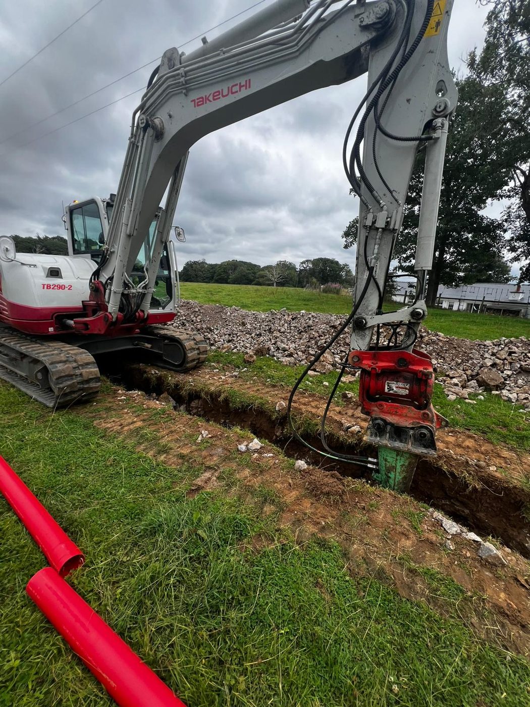 Cabling works in rural terrain